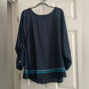 NWOT LOFT Navy and Teal Blouse size Medium